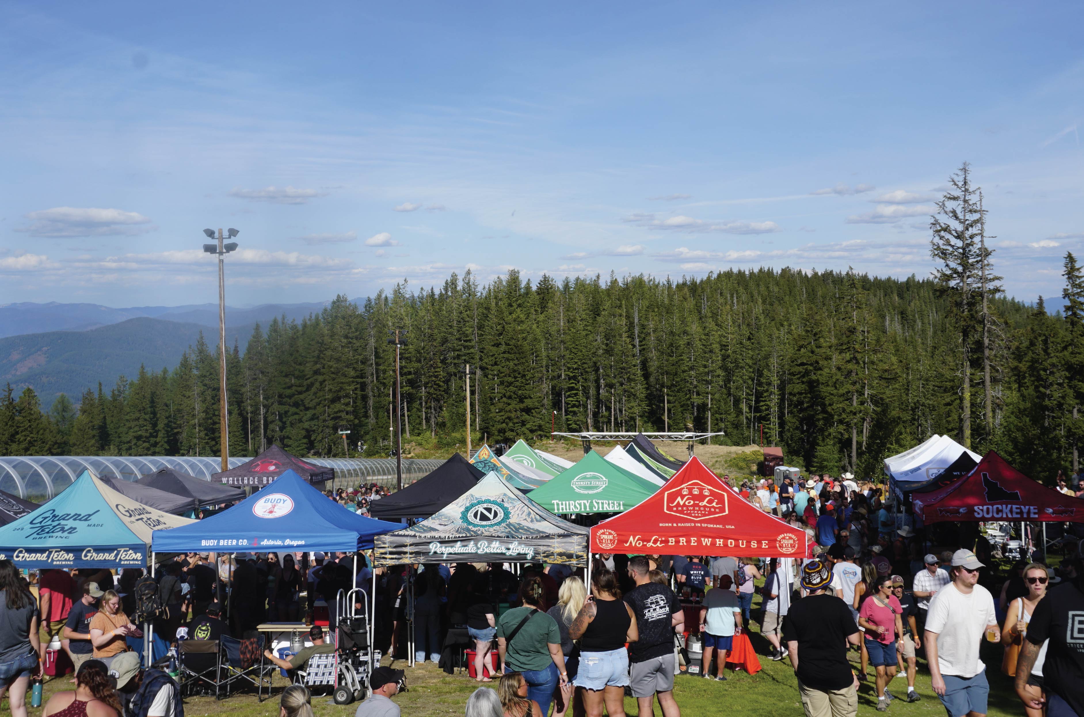 Guests enjoying beer on the mountain at Brewsfest